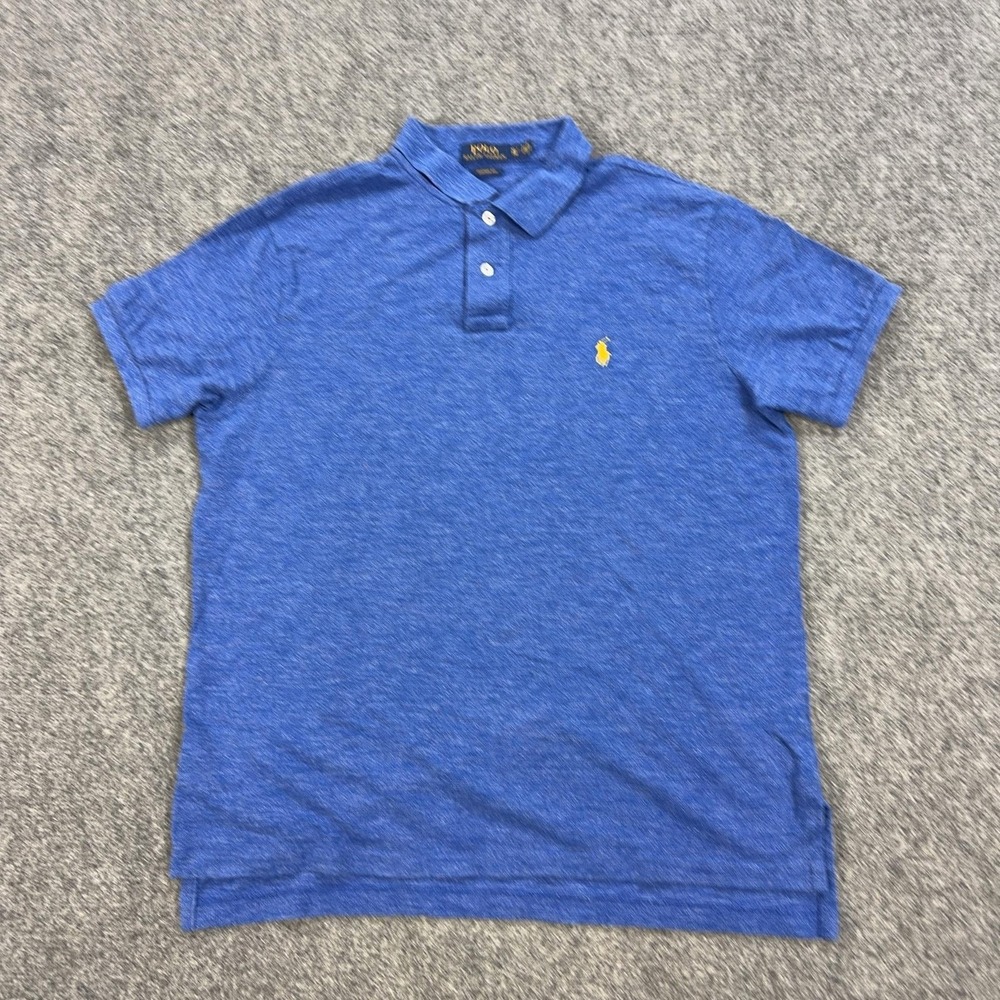 Polo Ralph Lauren Polo Shirt Mens XL Blue 100% Cotton Custom Fit Jersey Logo